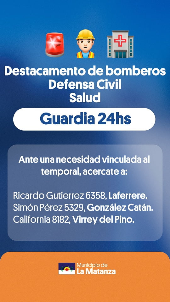 guardia 24 horas ante tormenta, teléfonos de emergencia