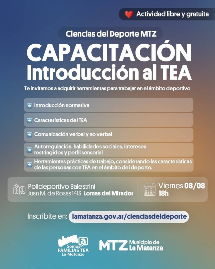 Educación y Deporte: Capacitación en Introducción al TEA