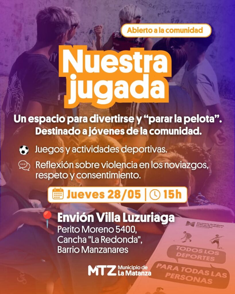 Flyer anuncio actividad Nuestra Jugada, en el marco del Día de Prevención de Violencia en los Noviazgos